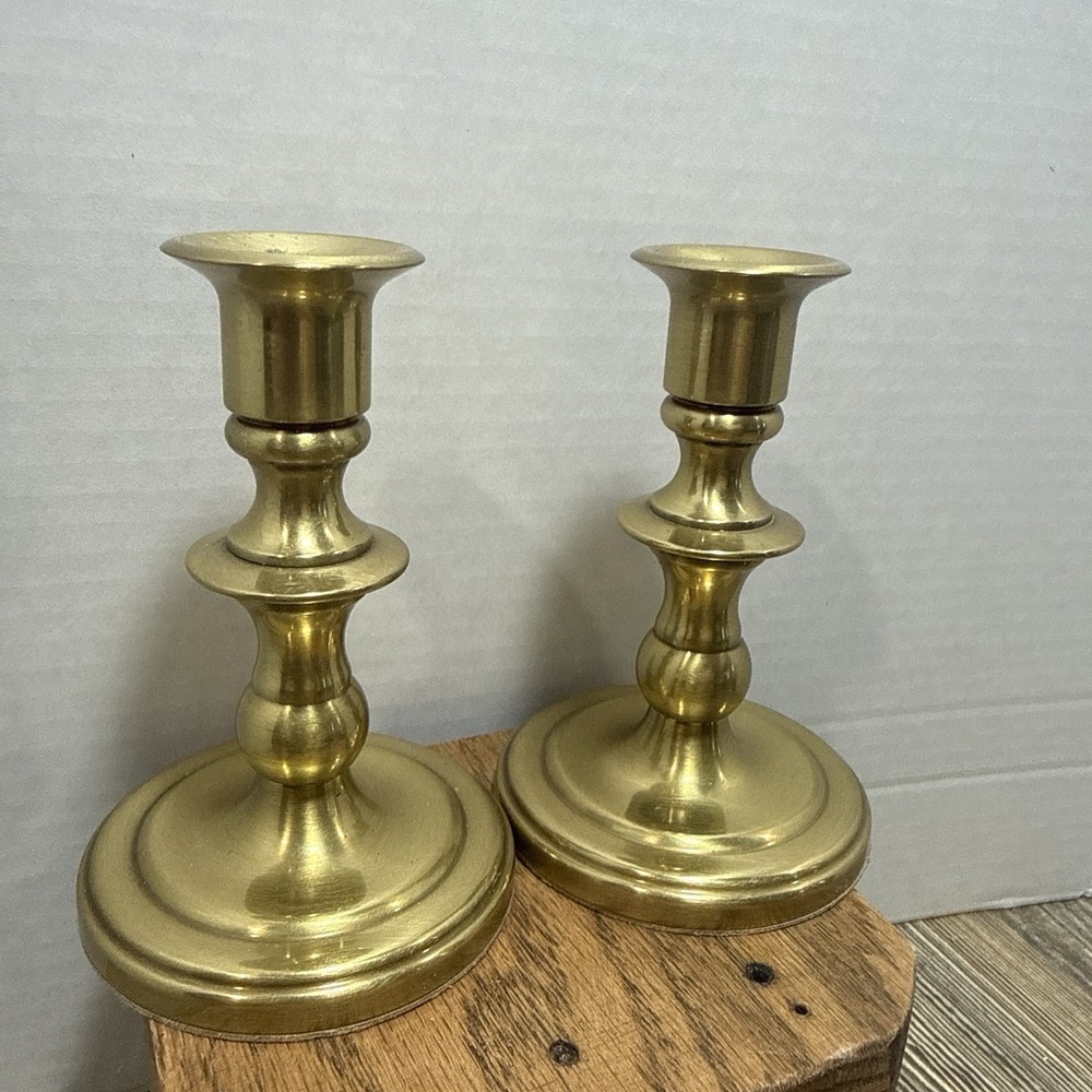 Set‎ Of 2 Vintage Baldwin Brass Candle Stick Holders MCM USA